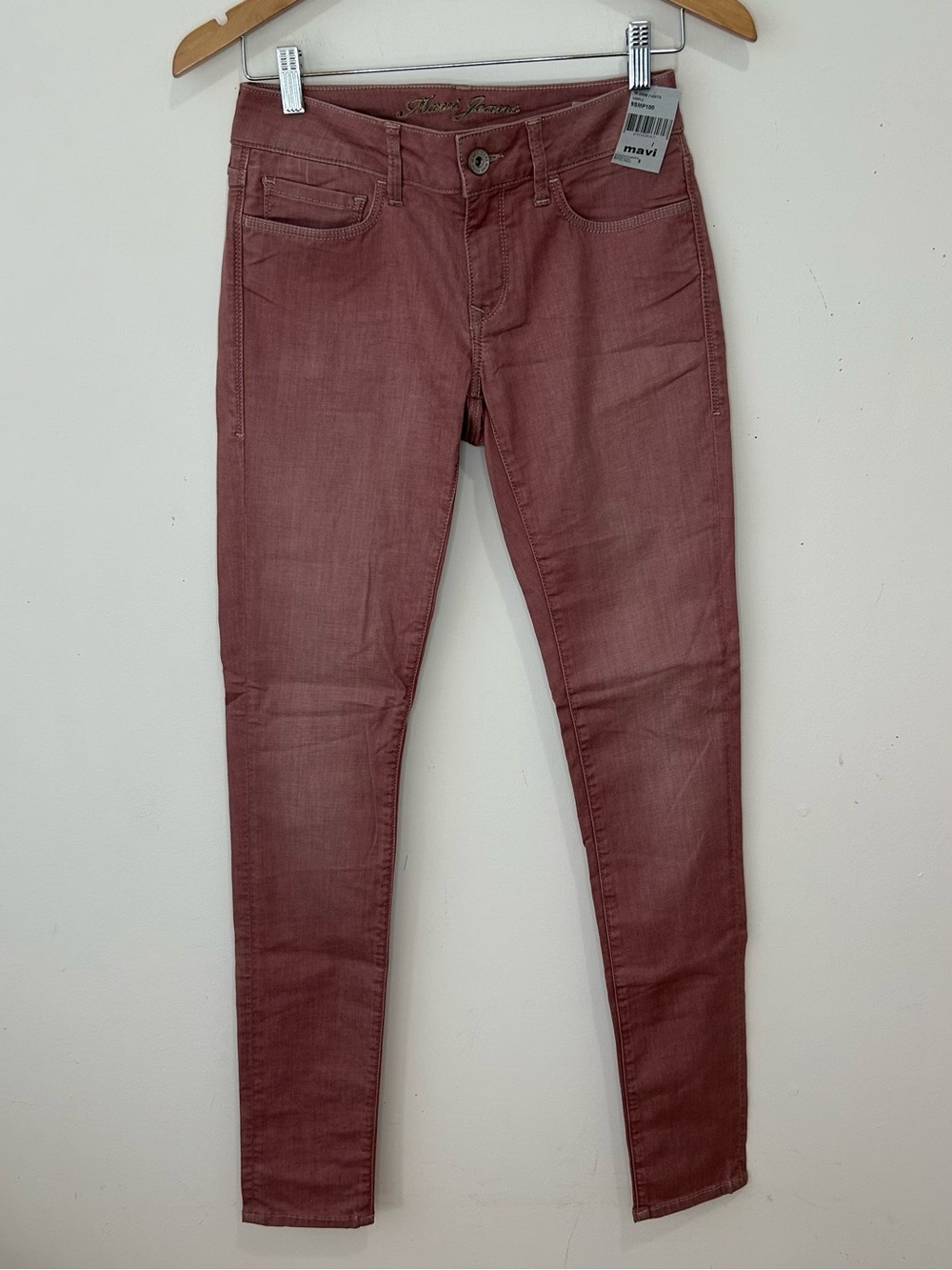 Mavi Jeans Adriana Mid Rise Super Skinny 27 Pink Rose Cotton New